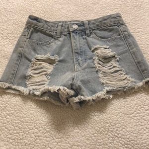 Ripped Denim Shorts